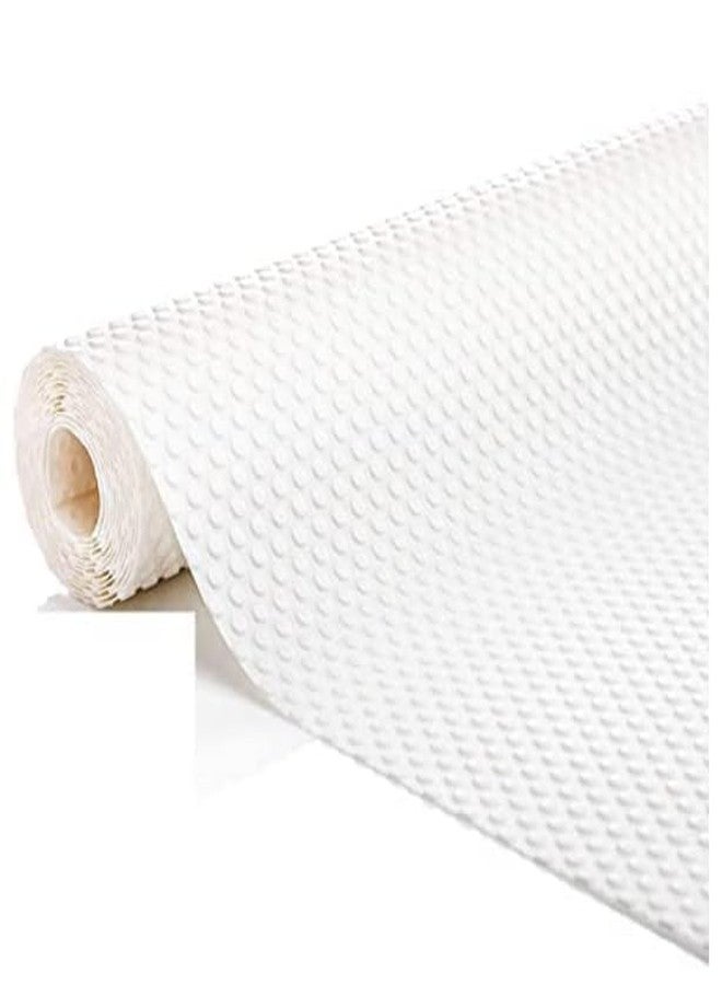 إيلاستبرو حصيرة/ورقة إيلاست برو (45 سم × 3 م) بيضاء لامعة مانعة للانزلاق من مادة EVA للثلاجة والمطبخ والأدراج وبطانة الرفوف، (نسيج نقاط دائرية بيضاء لامعة) - Image 1